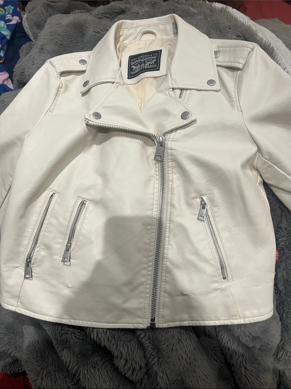 Levi's Off-White Faux Leather Moto Jacket